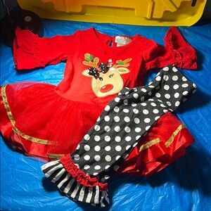 Festive Red Reindeer Girls outfit by Emily Rose Clothing